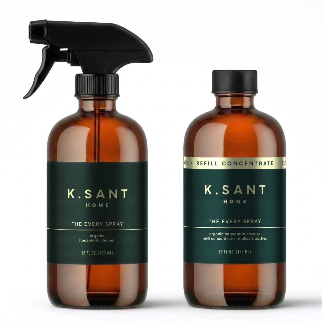 K.SANT The Bundle, The Every Spray and Refill Concentrate in amber glass bottles